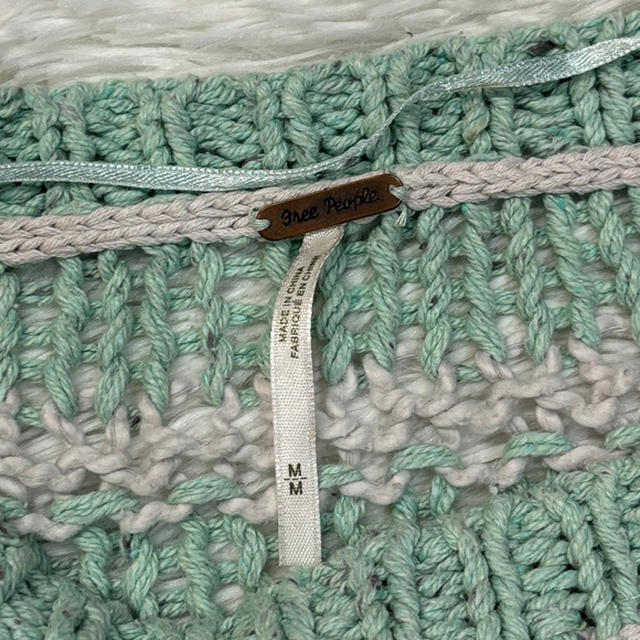 FREE PEOPLE Provence Stripe Open Knit Silk Blend Pullover Sweater Cloud Combo - Picture 4 of 5